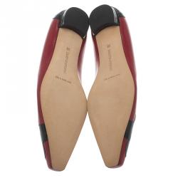 Pre Owned حذاء باليرينا فلات مانولو بلانيك أدرا جلد ثنائي اللون مقاس 39