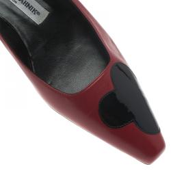 Pre Owned حذاء باليرينا فلات مانولو بلانيك أدرا جلد ثنائي اللون مقاس 39