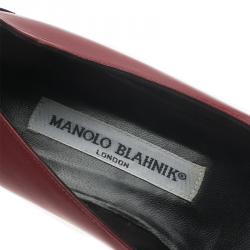 Pre Owned حذاء باليرينا فلات مانولو بلانيك أدرا جلد ثنائي اللون مقاس 39