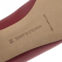 Pre Owned حذاء باليرينا فلات مانولو بلانيك أدرا جلد ثنائي اللون مقاس 39