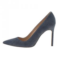 Pre Owned Manolo Blahnik Blue Denim BB Pumps Size 37.5