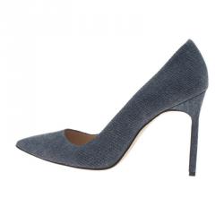 Pre Owned Manolo Blahnik Blue Denim BB Pumps Size 37.5