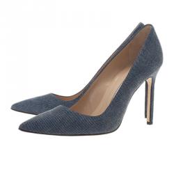 Pre Owned Manolo Blahnik Blue Denim BB Pumps Size 37.5