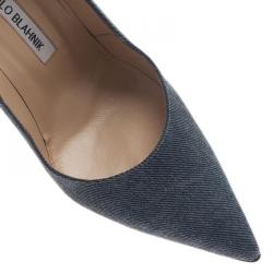 Pre Owned Manolo Blahnik Blue Denim BB Pumps Size 37.5
