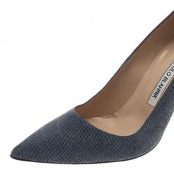 Pre Owned Manolo Blahnik Blue Denim BB Pumps Size 37.5