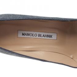 Pre Owned Manolo Blahnik Blue Denim BB Pumps Size 37.5