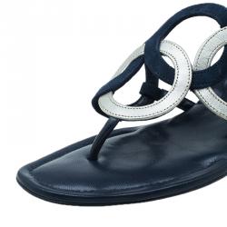 Manolo Blahnik Blue Leather Wedge Slides Size 40