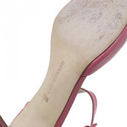 مملوكة مسبقًا Manolo Blahnik Pink Patent Open Toe Mary Jane Pumps Size 39.5