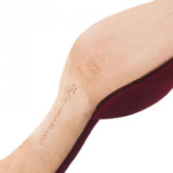 Pre Owned Manolo Blahnik Red Suede Ankle Wrap Sandals Size 36