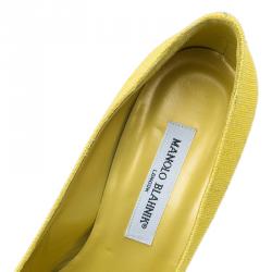 Pre Owned حذاء مانولو بلانيك كانفاس أصفر مقدمة مدببة مقاس 41