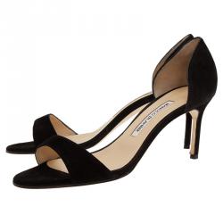 Pre Owned Manolo Blahnik Black Suede Catalina D'orsay Pumps 38.5