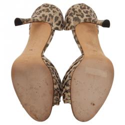 Pre Owned Manolo Blahnik Grey Leopard Leather Sedaraby D'Orsay Pumps Size 36