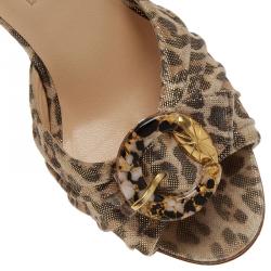 Pre Owned Manolo Blahnik Grey Leopard Leather Sedaraby D'Orsay Pumps Size 36