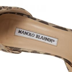 Pre Owned Manolo Blahnik Grey Leopard Leather Sedaraby D'Orsay Pumps Size 36