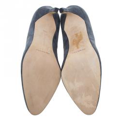 مملوكة مسبقًا حذاء كعب عالي مانولو بلانيج سويدي رصاصي BB مقاس 36.5