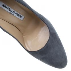 مملوكة مسبقًا حذاء كعب عالي مانولو بلانيج سويدي رصاصي BB مقاس 36.5