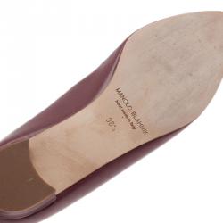 Pre Owned حذاء مانولو بلانيك هانغيسي جلد أحمر داكن باليرينا فلات مقاس 38.5