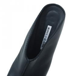 Manolo Blahnik Black Leather Samba Kid Mules Size 39
