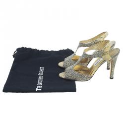 Pre Owned Manolo Blahnik Two Tone Python Embossed Leather T-Strap Sandals Size 36.5