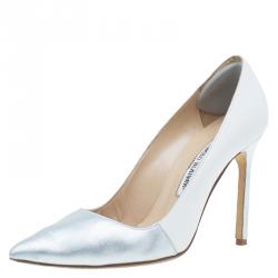 مملوكة مسبقًا Manolo Blahnik Two Tone Leather BB Pointed Toe Pumps Size 37