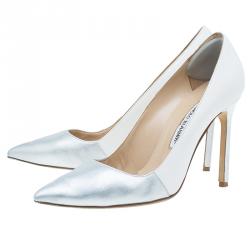 مملوكة مسبقًا Manolo Blahnik Two Tone Leather BB Pointed Toe Pumps Size 37