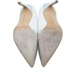 مملوكة مسبقًا Manolo Blahnik Two Tone Leather BB Pointed Toe Pumps Size 37