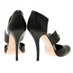 Pre Owned حذاء كعب عالي مانولو بلانيك ماري جين جلد أسود مقاس 40