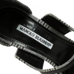 Pre Owned حذاء كعب عالي مانولو بلانيك ماري جين جلد أسود مقاس 40