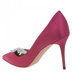 مملوكة مسبقًا Manolo Blahnik Pink Satin Nadira Embellished Pumps Size 38