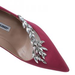 مملوكة مسبقًا Manolo Blahnik Pink Satin Nadira Embellished Pumps Size 38
