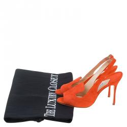 Pre Owned صندل مانولو بلانيك بفتحة كعب سويدي برتقالي مقاس 36.5