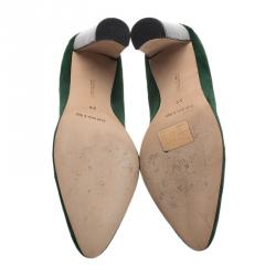 مملوكة مسبقًا Manolo Blahnik Green Suede Loafer Pumps Size 39