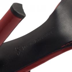 Pre Owned Manolo Blahnik Red Patent Leather Ankle Strap Sandals Size 37.5