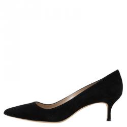 Pre Owned Manolo Blahnik Black Suede Pointed Toe Pumps Size 39.5