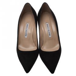 Pre Owned Manolo Blahnik Black Suede Pointed Toe Pumps Size 39.5