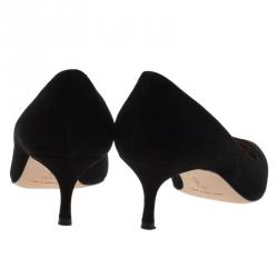 Pre Owned Manolo Blahnik Black Suede Pointed Toe Pumps Size 39.5
