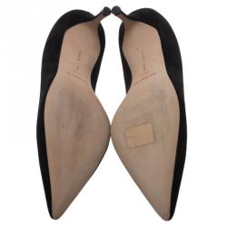Pre Owned Manolo Blahnik Black Suede Pointed Toe Pumps Size 39.5