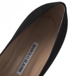 Pre Owned Manolo Blahnik Black Suede Pointed Toe Pumps Size 39.5