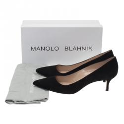 Pre Owned Manolo Blahnik Black Suede Pointed Toe Pumps Size 39.5