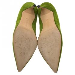 Pre Owned حذاء كعب عالي مانولو بلانيك سويدي أخضر BB مقاس 38.5