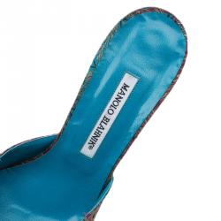 Manolo Blahnik Multicolor Embellished Brocade Pointed Toe Mules Size 41