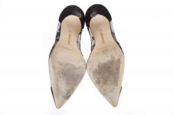 مملوكة مسبقًا Manolo Blahnik Black Lace and Suede Pointed Toe Pumps Size 39