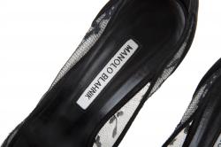 مملوكة مسبقًا Manolo Blahnik Black Lace and Suede Pointed Toe Pumps Size 39