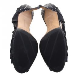 Manolo Blahnik Polka Dot Print Satin Bimba Sandals Size 40