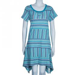 Pre Owned Marc by Marc Jacobs Blue Striped A-line Knit Dress L