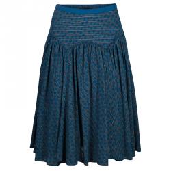 Pre Owned Marc by Marc Jacobs Turquoise Printed Knee Length Skirt S