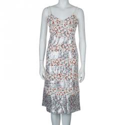 Pre Owned Marc by Marc Jacobs White Printed Lurex Insert Sleeveless Dress M