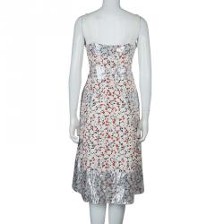 Pre Owned Marc by Marc Jacobs White Printed Lurex Insert Sleeveless Dress M
