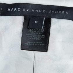 Pre Owned Marc by Marc Jacobs White Printed Lurex Insert Sleeveless Dress M
