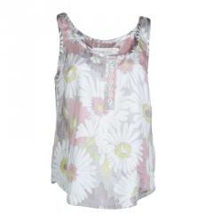 Pre Owned Marc Jacobs Floral Printed Silk Sleeveless Top L
